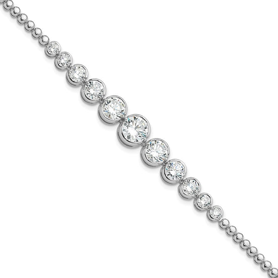 Sterling Silver Rhodium-plated Polished Graduated CZ Bracelet