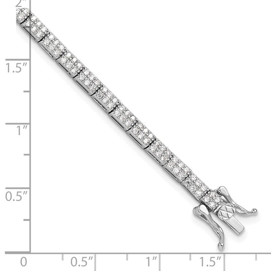 Sterling Silver Rhodium-plated Micro Pave CZ 7.5in Bracelet