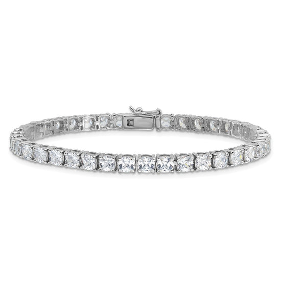 Sterling Silver Rhodium-plated Polished CZ Tennis Bracelet
