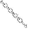 Sterling Silver Rhodium-plated Micro Pave CZ Rolo Link 7.5in Bracelet