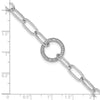 Sterling Silver Rhodium-plated Paperclip CZ Circle with 1in ext. Bracelet