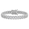 Sterling Silver Rhodium-plated Micro Pav‚ CZ Monaco Link 7.5in Bracelet