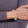 Sterling Silver Rhodium-plated Micro Pav‚ CZ Monaco Link 7.5in Bracelet