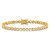 Sterling Silver Gold-tone 4mm Round CZ 7.5in Tennis Bracelet