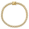 Sterling Silver Gold-tone 4mm Round CZ 7.5in Tennis Bracelet