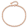 Sterling Silver Rose-tone Polished CZ and Hearts 7in w/1in ext. Bracelet
