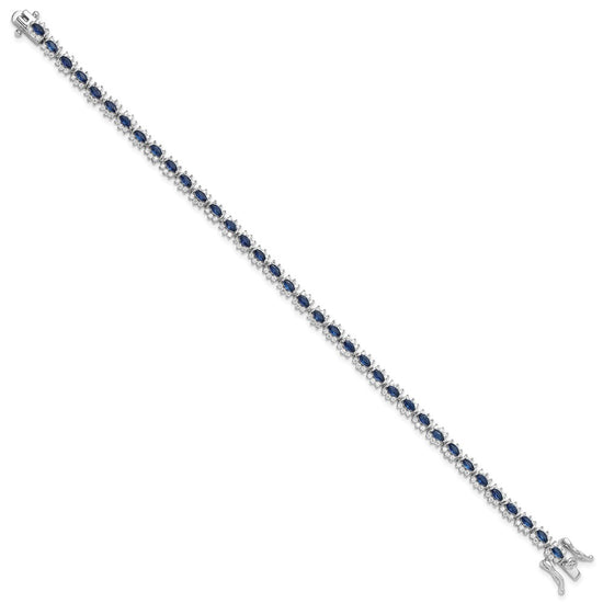 Sterling Silver Rhodium-plated with Blue and White CZ 7.5in Bracelet