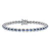 Sterling Silver Rhodium-plated with Blue and White CZ 7.5in Bracelet