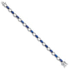 Sterling Silver Rhodium-plated White and Blue CZ Link Bracelet