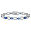 Sterling Silver Rhodium-plated White and Blue CZ Link Bracelet