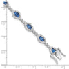 Sterling Silver Rhodium-plated White and Blue CZ Link Bracelet