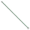 Sterling Silver Rhodium-plated with Green and White CZ 7.5in Bracelet