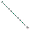 Sterling Silver Rhodium-plated White and Green CZ Link Bracelet