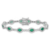 Sterling Silver Rhodium-plated White and Green CZ Link Bracelet