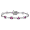 Sterling Silver Rhodium-plated White and Red CZ Link Bracelet