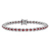Sterling Silver Rhodium-plated with Red and White CZ 7.5in Bracelet