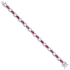Sterling Silver Rhodium-plated White and Red CZ Link Bracelet