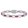 Sterling Silver Rhodium-plated White and Red CZ Link Bracelet