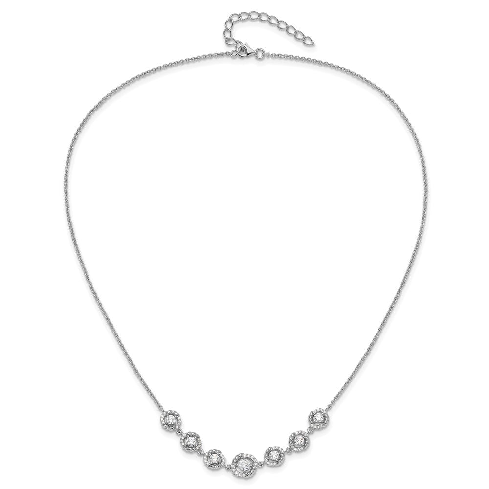 Pure Fire Sterling Silver Rhod-plated Fancy CZ 17in w/2in ext Necklace