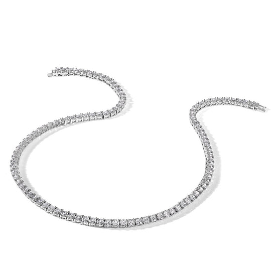 Sterling Silver Rhodium-plated 4mm CZ 22in Tennis Necklace