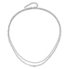 Sterling Silver Rhodium-plated CZ 2 Strand 17in w/2in ext. Necklace