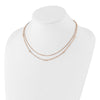 Sterling Silver Rose Gold-plated CZ 2 Strand 17in w/2in ext. Necklace