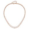 Sterling Silver Rose Gold-plated CZ 2 Strand 17in w/2in ext. Necklace