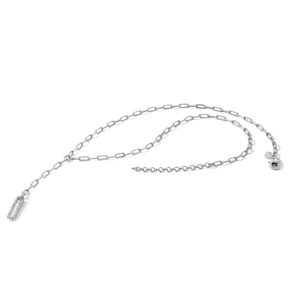 Sterling Silver Rhodium-plated Paperclip Link CZ 16in w/1.75in ext. Necklac