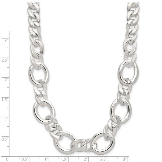 Sterling Silver Polished Fancy Link Necklace