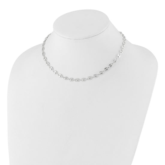 Sterling Silver Rhodium-plated 16in with 2in ext. Fancy Link Necklace