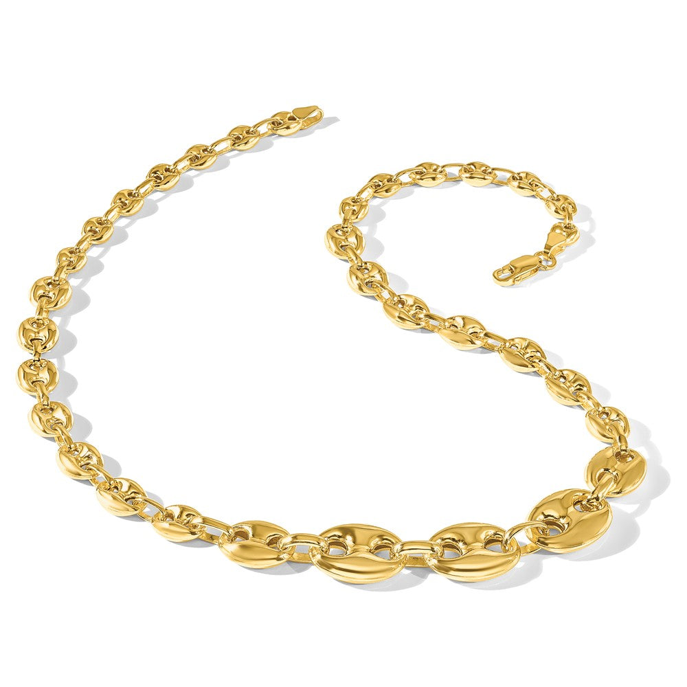 Sterling Silver Gold-tone Hollow Graduated Marina Link 17in Necklace