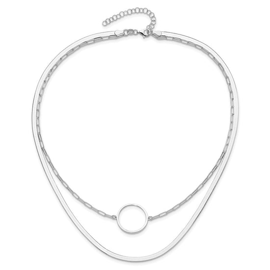 Sterling Silver Rhodium-plated 2 Strand 16in w/2in ext Necklace