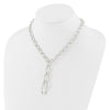Sterling Silver Polished and Hollow Fancy Link Drop Necklace