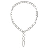 Sterling Silver Polished and Hollow Fancy Link Drop Necklace