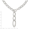 Sterling Silver Polished and Hollow Fancy Link Drop Necklace