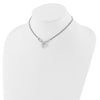 Sterling Silver Rhod-plated Polished Heart Dangle 14in 2in ext Choker