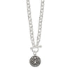 Sterling Silver Oxidized Dangle GUARDIAN ANGEL Toggle Clasp Necklace