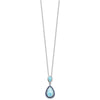 Sterling Silver RH-plated Blue CZ and Larimar 16in w/2in ext Necklace