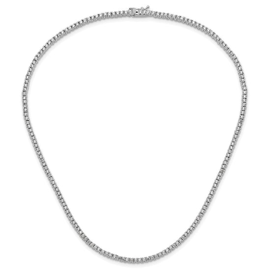Sterling Silver Rhodium-plated 2mm CZ 16in Tennis Necklace