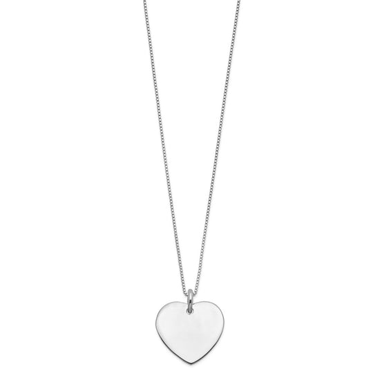 Sterling Silver Engraveable Heart on Box Chain 18 inch Necklace