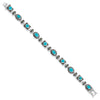 Sterling Silver Rhodium-plated Synth Turquoise and Marcasite Bracelet