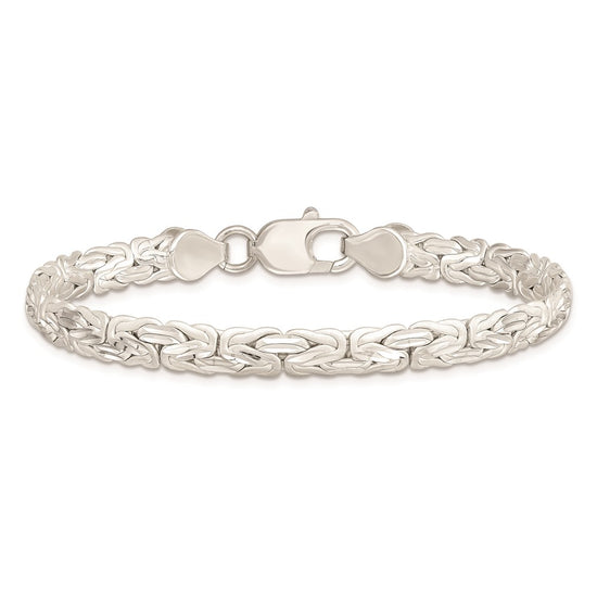 Sterling Silver Polished Back/Satin D/C Front Fancy Byzantine Bracelet