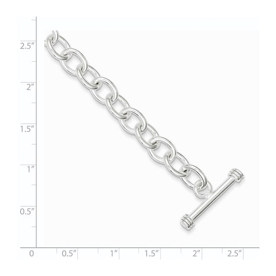 Sterling Silver 7.75inch Polished Fancy Link Toggle Bracelet