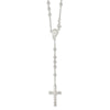 Sterling Silver Polished Beaded Rosary 30 inch Necklace