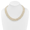 Sterling Silver Triple Strand White FW Cultured Pearl Necklace