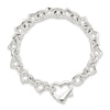 Sterling Silver 7.5inch Polished Fancy Heart Link Bracelet