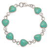 Sterling Silver Rhodium-plated Heart-shaped Turquoise Bracelet