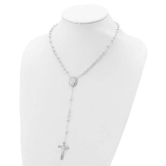 Sterling Silver Polished Rosary Necklace