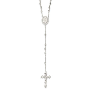 Sterling Silver Polished Rosary Necklace
