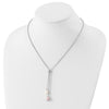 Sterling Silver Rhodium-plated 7-8mm Pink and White Teardrop Freshwater Cultured Pearl Knot 18 inch Necklace and Post Dangle Earrings Set